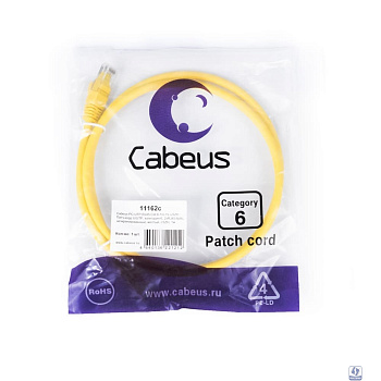 Cabeus PC-UTP-RJ45-Cat.6-1m-YL-LSZH Патч-корд U/UTP, категория 6, 2xRJ45/8p8c, неэкранированный, желтый, LSZH, 1м