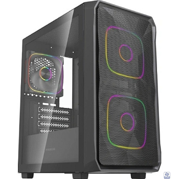 Powercase Корпус Mistral SM06 ARGB, Tempered Glass, 3x120mm ARGB PWM fans, чёрный, mATX  (CMMSM06B-A3)