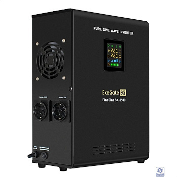 Exegate EX295998RUS ИБП (инвертор, синус, для котла) настенный ExeGate FineSine SX-1500.LCD.AVR.2SH <1500VA/1050W, чистая синусоида, цветной LCD-дисплей, AVR, 2*Schuko, линейно-интерактивный, внешняя 