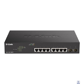 D-Link DGS-1100-10MPV2/A3A Настраиваемый L2 коммутатор с 8 портами 10/100/1000Base-T и 2 портами 1000Base-X SFP (8 портов PoE 802.3af/at, PoE-бюджет 130 Вт)