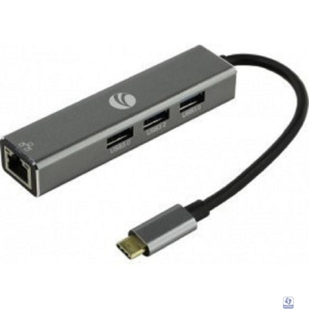 VCOM DH311A Кабель-концентратор USB 3.1 Type-Cm --> RJ-45+3port USB3.0(f)  Aluminum Shell VCOM [DH311A] [4895182246775]