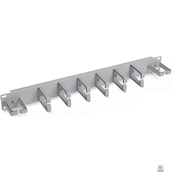 Cabeus JB08-1U-PR-GY Кабельный органайзер горизонтальный 19" 1U, 8 пластиковых колец, металлический, цвет серый (RAL7035)