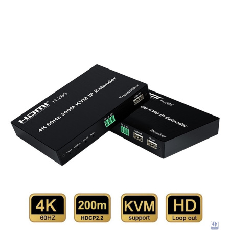 ORIENT VE053, HDMI 2.0 KVM IP extender (Tx+Rx), HDMI+USB удлинитель до 200 м по витой паре Cat5e/6/7, HDMI 2.0, 4K@60Hz, HDCP, (33228)