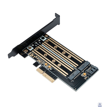 Gembird Адаптер для двух SSD M.2 (NVMe+SATA) в разъем PCI-e, коробка (MF-PCIE-NVME-SATA)