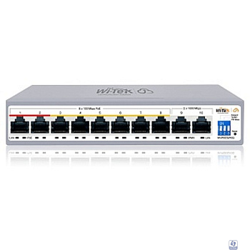 Wi-Tek WI-PCES210G, настраиваемый PoE 100Вт, порты 8FE PoE + 2GE, Easy Smart