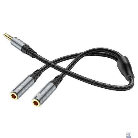 HOCO UPA21/ AUX аудио кабель/3.5 mm jack M - 2x3.5 mm jack F/ 0.25m/ Black