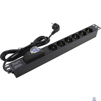 Exegate EX280835RUS Блок розеток ExeGate ServerPro PDU-19H610 Al-6S-EU2.5-1P, 19",1U,алюм,6Sch,евровилка,2.5м,защ перегр