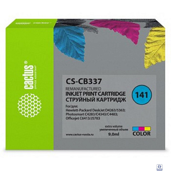 Картридж струйный Cactus CS-CB337 №141 многоцветный (9мл) для HP DJ D4263/D4363/D5360/DJ J5783/J6413