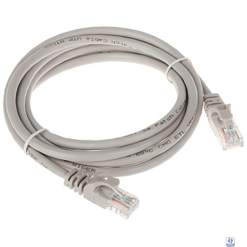 Патч-корд Bion [BPC-U5E101-15M] U/UTP, Cat.5e, AWG 26 (7/0,16мм), CCA, многожильный, PVC, 15м, серый