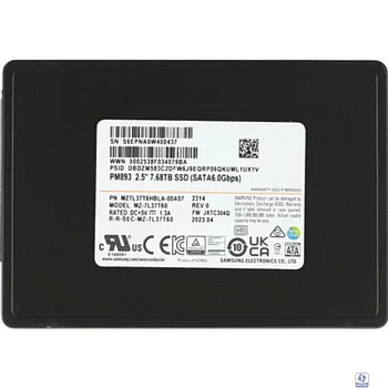 Samsung SSD 7680Gb PM893 MZ7L37T6HBLA-00A07 Data Center SSD, 2.5'' 7mm, SATA 