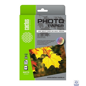 Cactus CS-MA623050 Фотобумага 10x15/230г/м2/50л./белый матовое для струйной печати