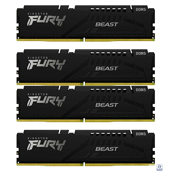 Память оперативная/ Kingston 64GB 6000MT/s DDR5 CL40 DIMM (Kit of 4) FURY Beast Black XMP