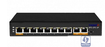 TRASSIR TR-NS1110-120-8POE Коммутатор неуправляемый с 8 PoE портами (10/100 Мбит/с Base-TX PoE port), 2 PoE портами (10/100 Мбит/с (Base-TX))