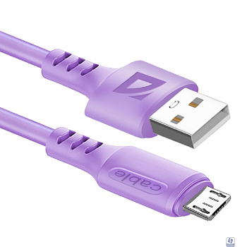 Defender USB кабель F207 Micro, violet, 1м,2.4А,силикон, пакет (87108VIO)