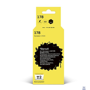 T2 CB316HE/№178 Картридж  №178 для HP Deskjet 3070A/Photosmart 5510/6510/7510/B110/C8583, черный,  С ЧИПОМ, 250 стр.