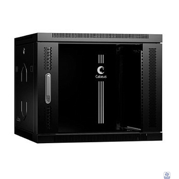 Cabeus SH-05F-9U60/35-BK Шкаф телекоммуникационный настенный 19" 9U 600x350x501mm (ШхГхВ) дверь стекло, цвет черный (RAL 9004)