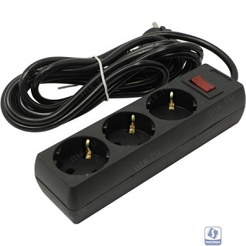 Exegate EX279351RUS Удлинитель ExeGate EC-3-3B (3 розетки, 3м, евровилка, черный)