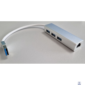 Bion переходник USB3.0 -> RJ-45/3*USB3.0, 1000mbps, алюминиевый корпус, 20 см [BXP-USBA-LAN-USB]