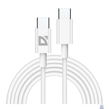 Defender USB кабель F182 TypeC-TypeC 2м, 60 Вт,PD,TPE,белый, пакет (87538)