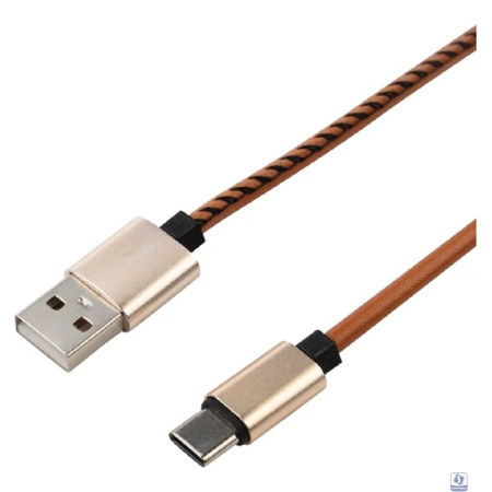 Rexant (18-1897) Кабель USB-A – Type-C, 2,1A, 1м, эко-кожа, коричневый