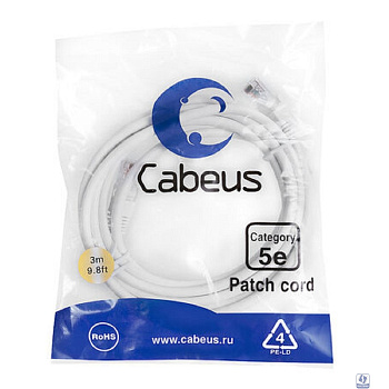 Cabeus PC-UTP-RJ45-Cat.5e-3m-WH Патч-корд UTP, категория 5e, 3 м, неэкранированный, белый