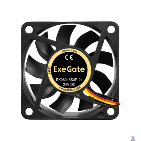 Exegate EX297075RUS Вентилятор 24В DC ExeGate EX06015S3P-24 (60x60x15 мм, Sleeve bearing (подшипник скольжения), 3pin, 4800RMP, 34,1dBA)
