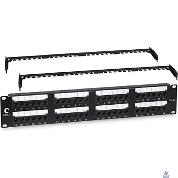 Cabeus PL2-48-Cat.5e-Dual IDC Патч-панель 19" (2U), 48 портов RJ-45, категория 5e, Dual IDC, с задним кабельным организатором