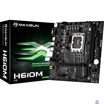 MAXSUN MS-Challenger H610M (Socket 1700, mATX, 2*DDR4, VGA/HDMI/DP, 3*SATA3, 1*M.2, 1*PCIEx16/1*PCIEx1, 4*USB2.0, 2*USB 3.2 Gen1, LAN 1*1G, RTL)