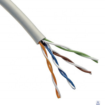 Rexant (01-0043-R) Кабель витая пара U/UTP, CAT 5e, PVC, 4PR, 24AWG, INDOOR, SOLID, серый, 305м, РФ