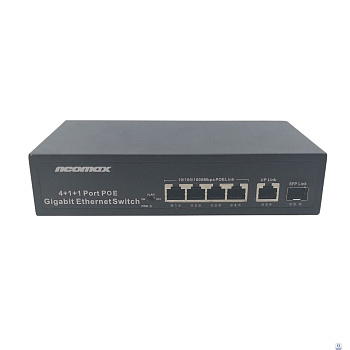 NEOMAX неуправляемый коммутатор NMS-106PoE-1000-S, 6 портов 1000 Mbps, 4xPoE+, 1xSFP, 110W, металл