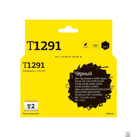 T2 C13T12914010 Картридж (IC-ET1291) для  EPSON Stylus SX420W/SX425W/SX525WD/Office B42WD/BX305F/BX320FW/BX625FWD черный с чипом