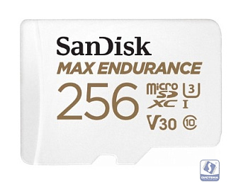 Micro SecureDigital 256GB SanDisk MAX ENDURANCE + SD Adapter -  / 4K videos, Extreme endurance, up to 100/40 MB/s Read/Write speeds