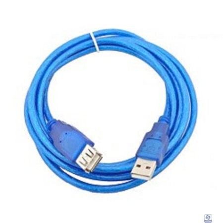 TELECOM Кабель удлинительный (VUS6956T-3M) USB2.0 AM/AF прозрачная, голубая изоляция 3.0m [6937510850747]