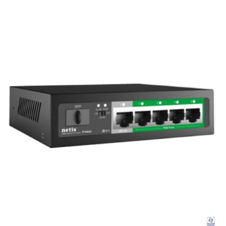 Netis P106GC Коммутатор, кол-во портов: 4x1 Гбит/с, SFP 1x1, кол-во SFP/uplink: RJ-45 1x1 Гбит/с, PoE: 4x15.4 Вт (макс. 58 Вт) 