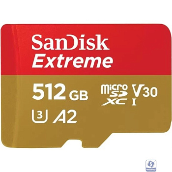 Micro SecureDigital 512GB SanDisk microSDXC Class 10 UHS-I A2 C10 V30 U3 Extreme 190MB/s
