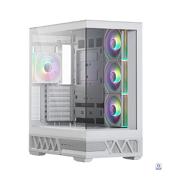 XASTRA Корпус Q700 4ARGB-C10-UC White ATX/Aquarium/Screewless/4x120mm ARGB PWM mirror fans/Argb+PWM HUB 10port/Type C Q700-4FM12A-C10-UC-WH