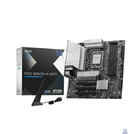 Материнская плата MSI PRO B860M-A WIFI Soc-1851 Intel B860 4xDDR5 mATX AC`97 8ch(7.1) 5Gigabit RAID+HDMI+DP