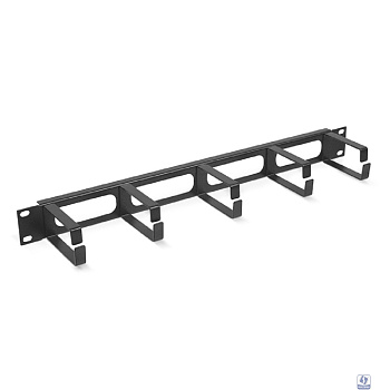 Cabeus JB08-1U-BK Кабельный органайзер горизонтальный 19" 1U, 5 колец, металлический, цвет черный (RAL9004)