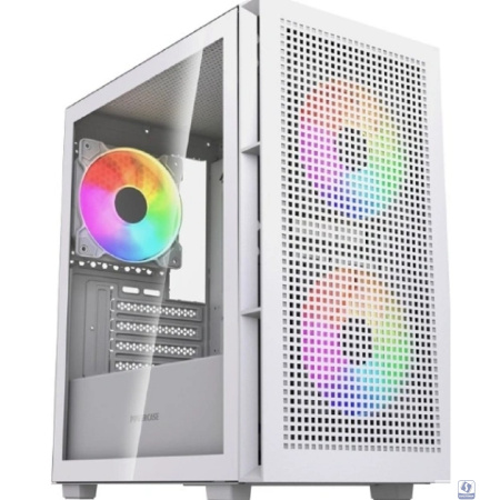 Powercase Корпус Mistral SM05 ARGB, Tempered Glass, 3x120mm ARGB PWM fans, белый, mATX  (CMMSM05W-A3)