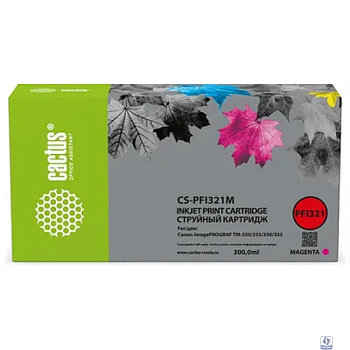 Картридж струйный Cactus CS-PFI321M PFI-321 M пурп.пигм. (300мл) для Canon imagePROGRAF TM-250/255/350/355