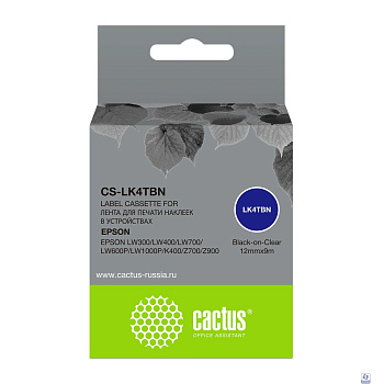 Картридж ленточный Cactus CS-LK4TBN черный для Epson LW300/LW400/LW700/LW600P/LW1000P