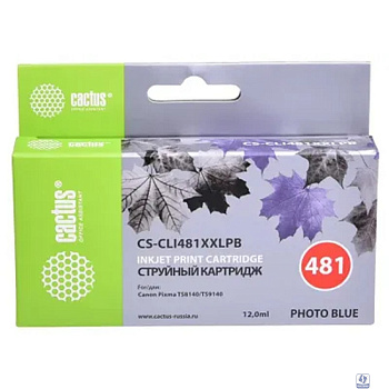 Картридж струйный Cactus CS-CLI481XXLPB голубой (12мл) для Canon Pixma TS8140/TS9140