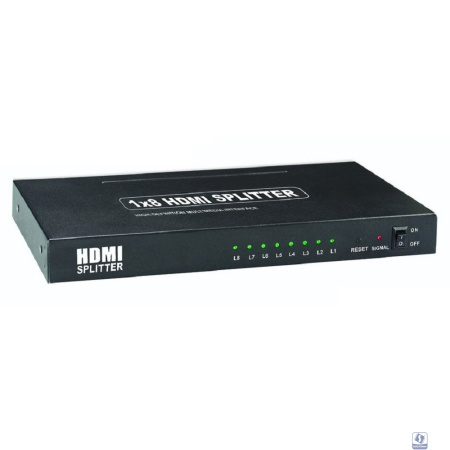ORIENT HDMI 4K Splitter HSP0108H, 1->8, HDMI 1.4/3D, UHDTV 4K(3840x2160)/HDTV1080p/1080i/720p, HDCP1.2, внешний БП 5В/3A, метал.корпус (29987)