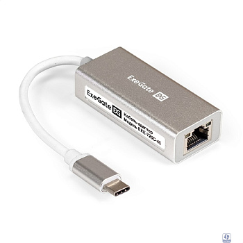 Exegate EX296216RUS Кабель-адаптер ExeGate EXE-725C-45 (USB3.0 Type C --> 1xRJ45 UTP 100Mbps/1000Mbps/2.5Gbps, Realtek Chipset RLT8156, корпус алюминиевый, серебристый)