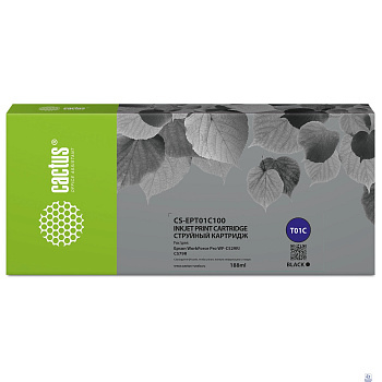 Картридж струйный Cactus CS-EPT01C100 T01C1 черный (188мл) для Epson WorkForce Pro WF-C529RDTW/WF-C579RD2TWF/WF-C579RDTWF Pro