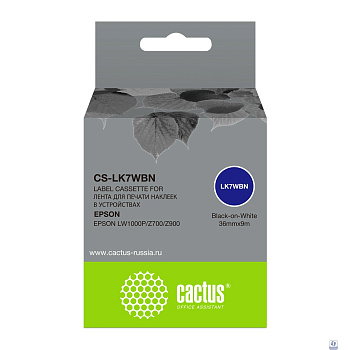 Картридж ленточный Cactus CS-LK7WBN черный для Epson LW1000P/Z700/Z900