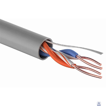PROconnect (01-0022-3) Кабель витая пара омедненный U/UTP, CCA, CAT 5e, PVC, 2PR, 24AWG, INDOOR, SOLID, серый, 305м