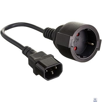 Exegate EP280681RUS Кабель-переходник (UPS->розетка) ExeGate Power EC-30P (C14->Евророзетка Schuko) VDE-250V-3*0.75mm2, медь, черный, 0.15м.