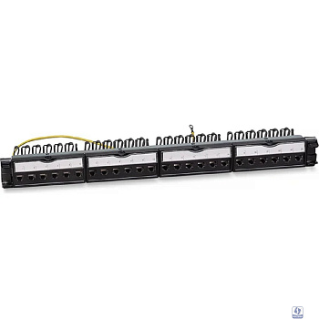 Cabeus PL-24-KJ-RJ45-Cat.6-SH-180T Патч-панель 19" (1U), 24 порта RJ-45, категория 6, полностью экранированная, с задним кабельным организатором, безинструментный монтаж (арт.033562)