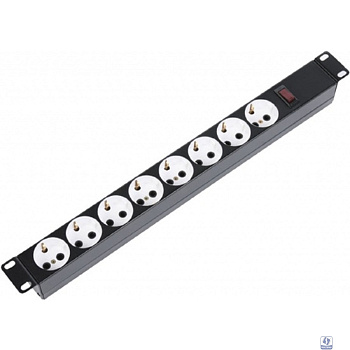 ЦМО Блок силовых розеток 10А без шнура 19" с выключателем, 8 розеток, цвет черный (БР 16-008) (БР 16-008-9005)